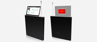 จอแสดงผล Retractable Monitor motorized dual-Screen Lift พร้อมหน้าจอด้านหลังและไมโครโฟนยก (30 °)