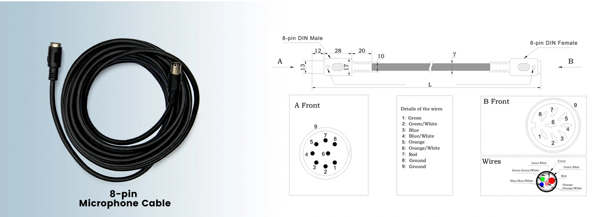 D62 Series Conference 8-Pin DCN Wire (50M)