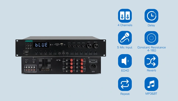 4 Channel Professional STEREO Mixer Amplifier Solution สำหรับการประชุมทางเสียง MK4125