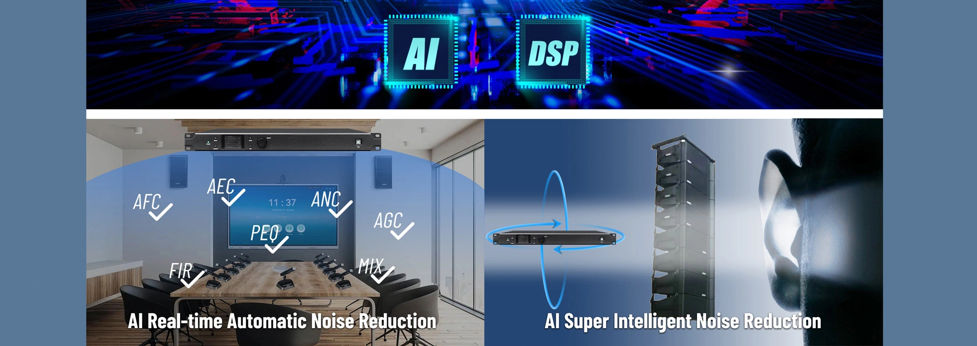 8-in 8-OUT Processor เสียง Al ระดับมืออาชีพ