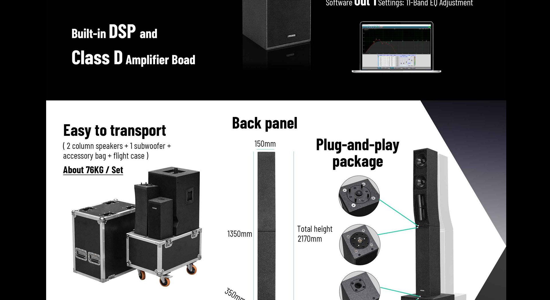 ระบบลำโพงอาร์เรย์สายที่ใช้งานระดับมืออาชีพ3200W