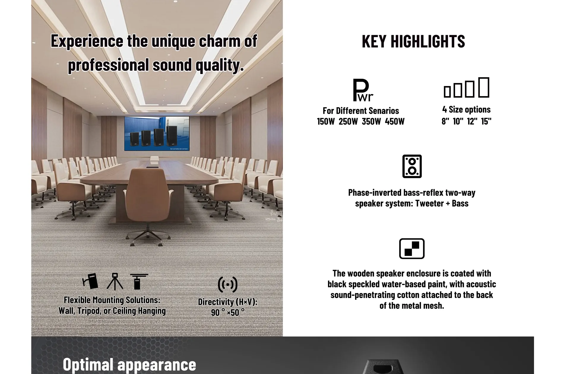 8Ω 350W Professional Conference Speaker - 翻译中...